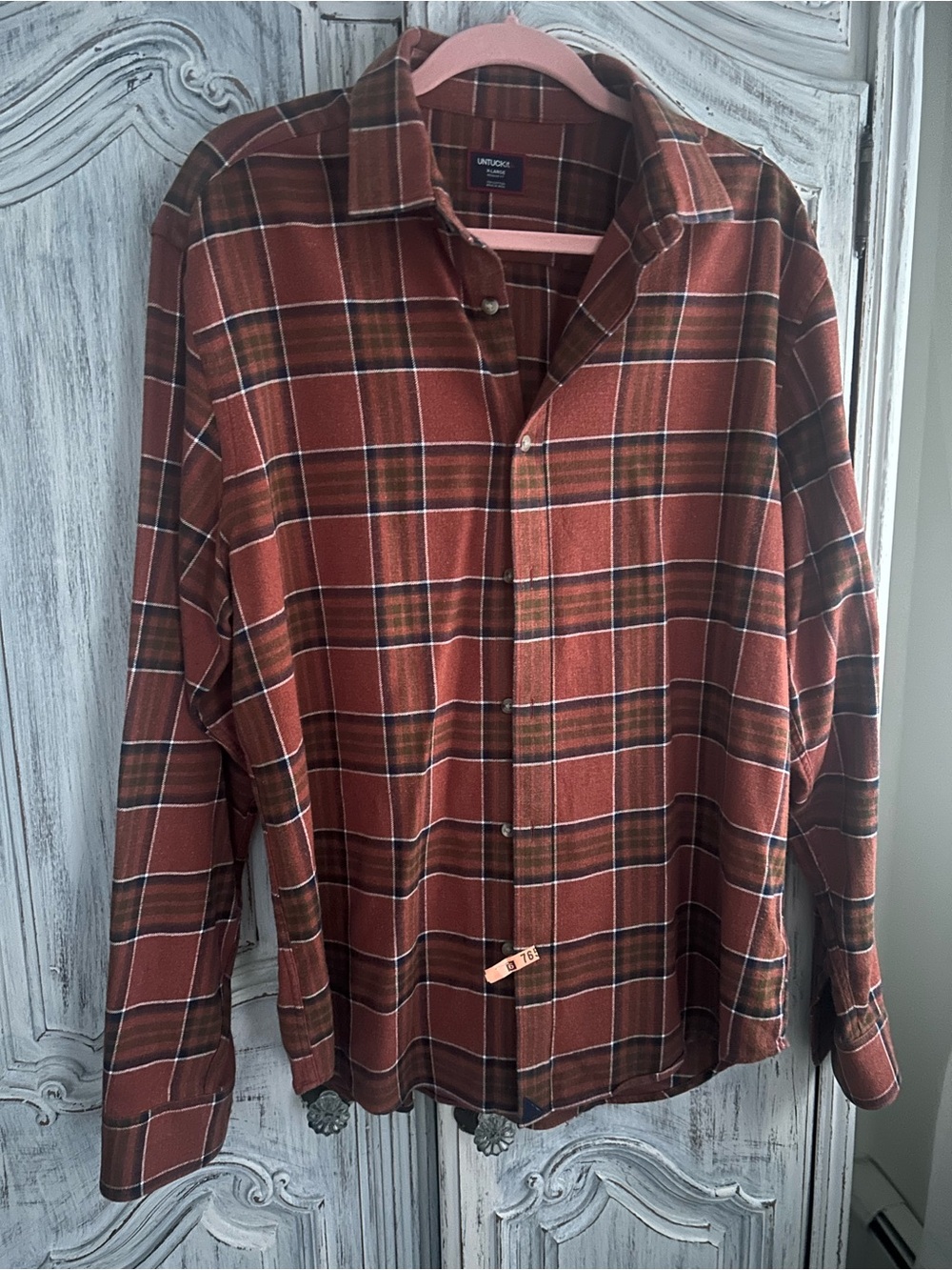 UNTUCKit Men's Rust and Brown Plaid Button-Down Shirt